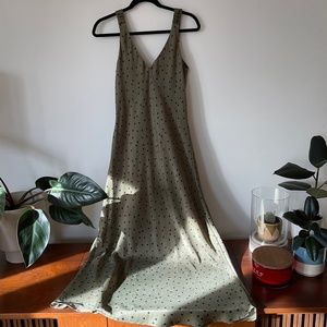 Zara Silk Dress Green/Black Polkadot